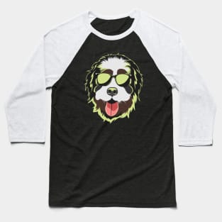 Bernedoodle Face Neon Light Color Baseball T-Shirt